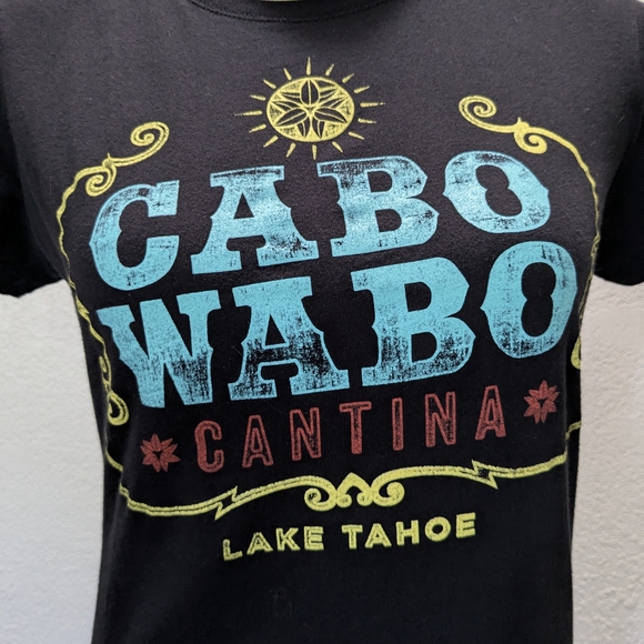 Next Level Apparel Black Tee with Blue and Yellow Print - Picture 3 of 5